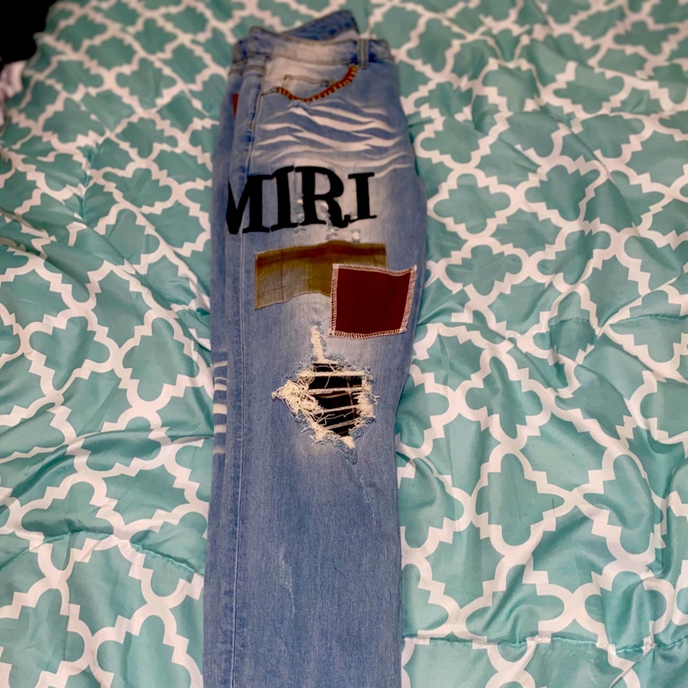 Mike Amiri  Grunge Patch Jeans